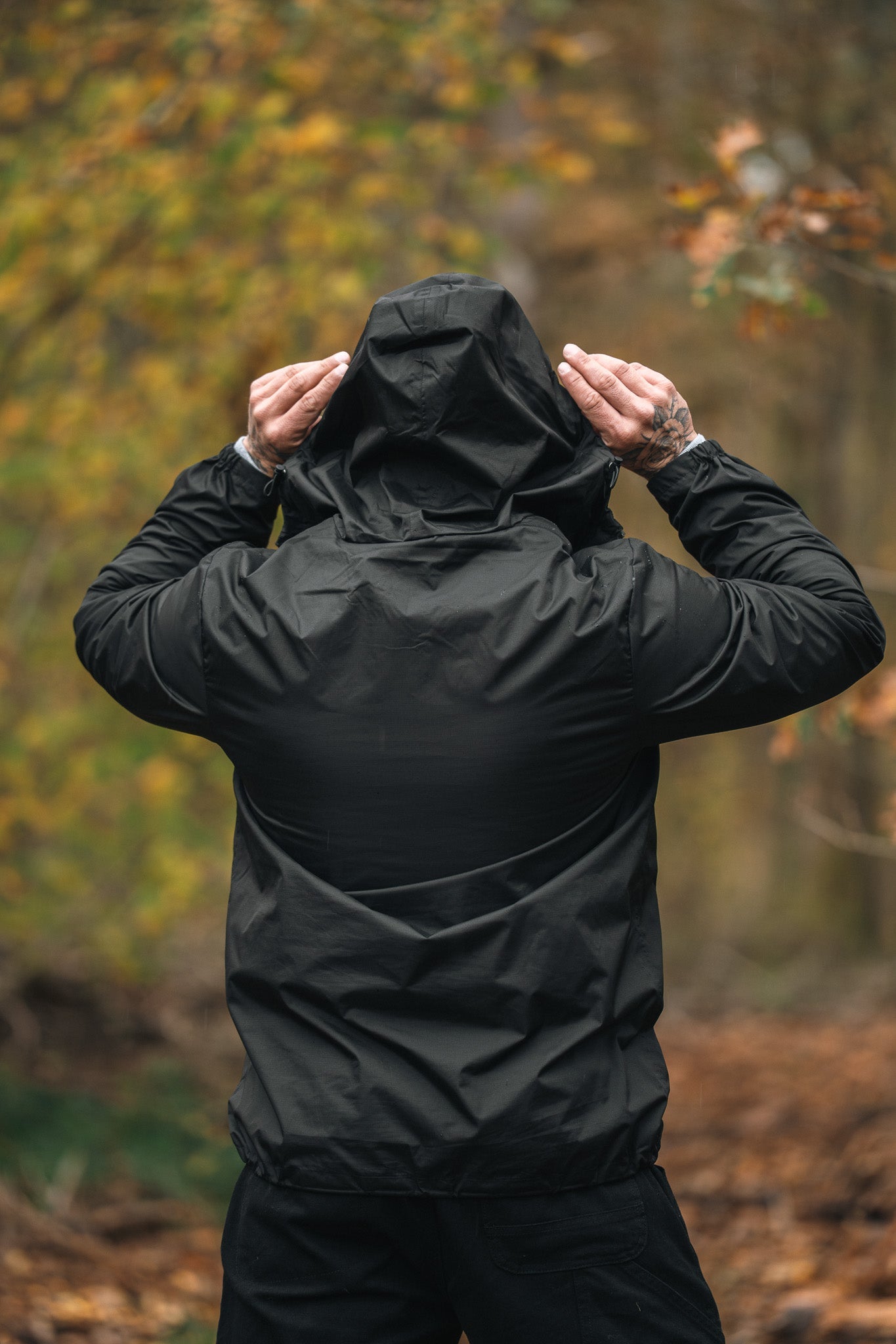 Waterproof Hiking Jacket in Black Lightweight Tactical Shell