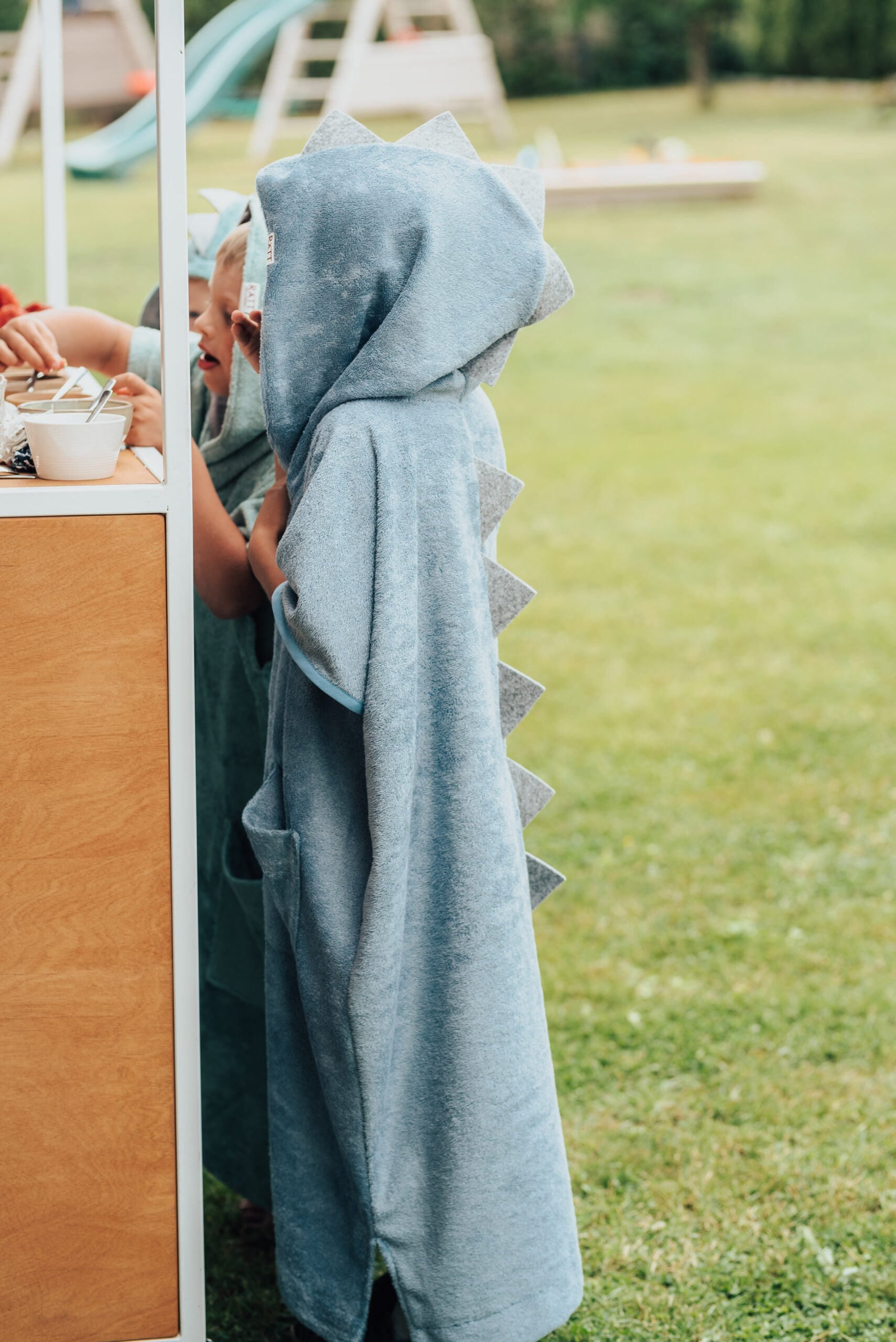 Short-Sleeve Dinosaur Poncho for Toddlers – Bamboo Terry, OEKO-TEX Certified by RÄTT at brixbailey.com