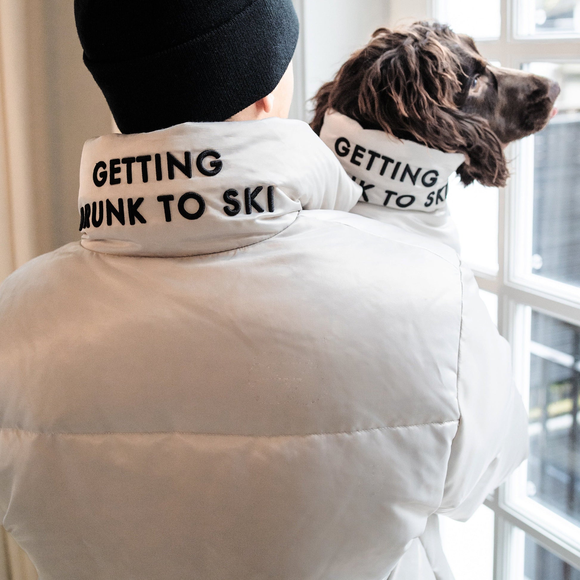 Silver Zip Up Puffer Ski Jacket with Hood