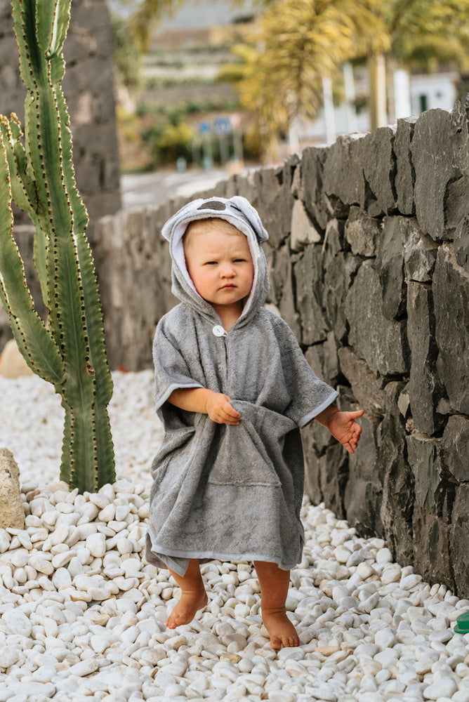 KOALA Short-Sleeve Poncho – Hooded Bamboo Terry for Toddlers by RÄTT at brixbailey.com