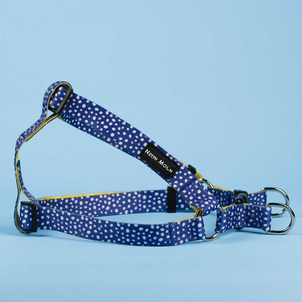 Minnie Step In Harness Blue Polka Dot Yellow Pineapple Print