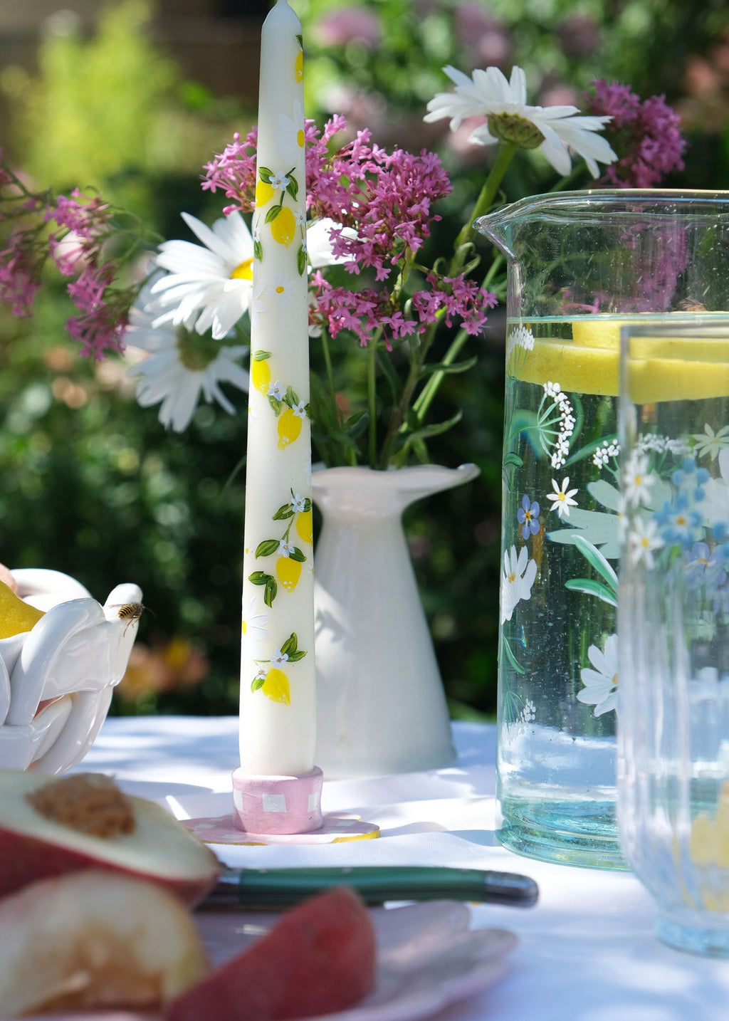Cosmos and Cow Parsley Recycled Glass Jug