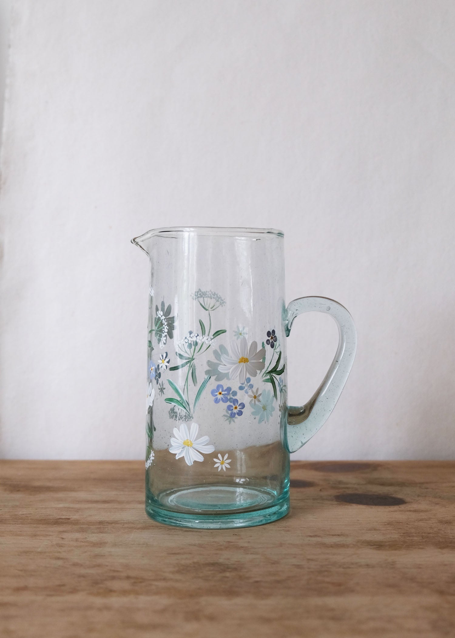 Cosmos and Cow Parsley Recycled Glass Jug