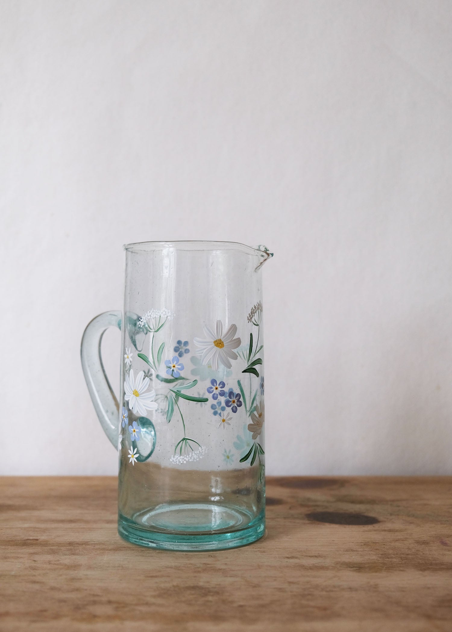 Cosmos and Cow Parsley Recycled Glass Jug