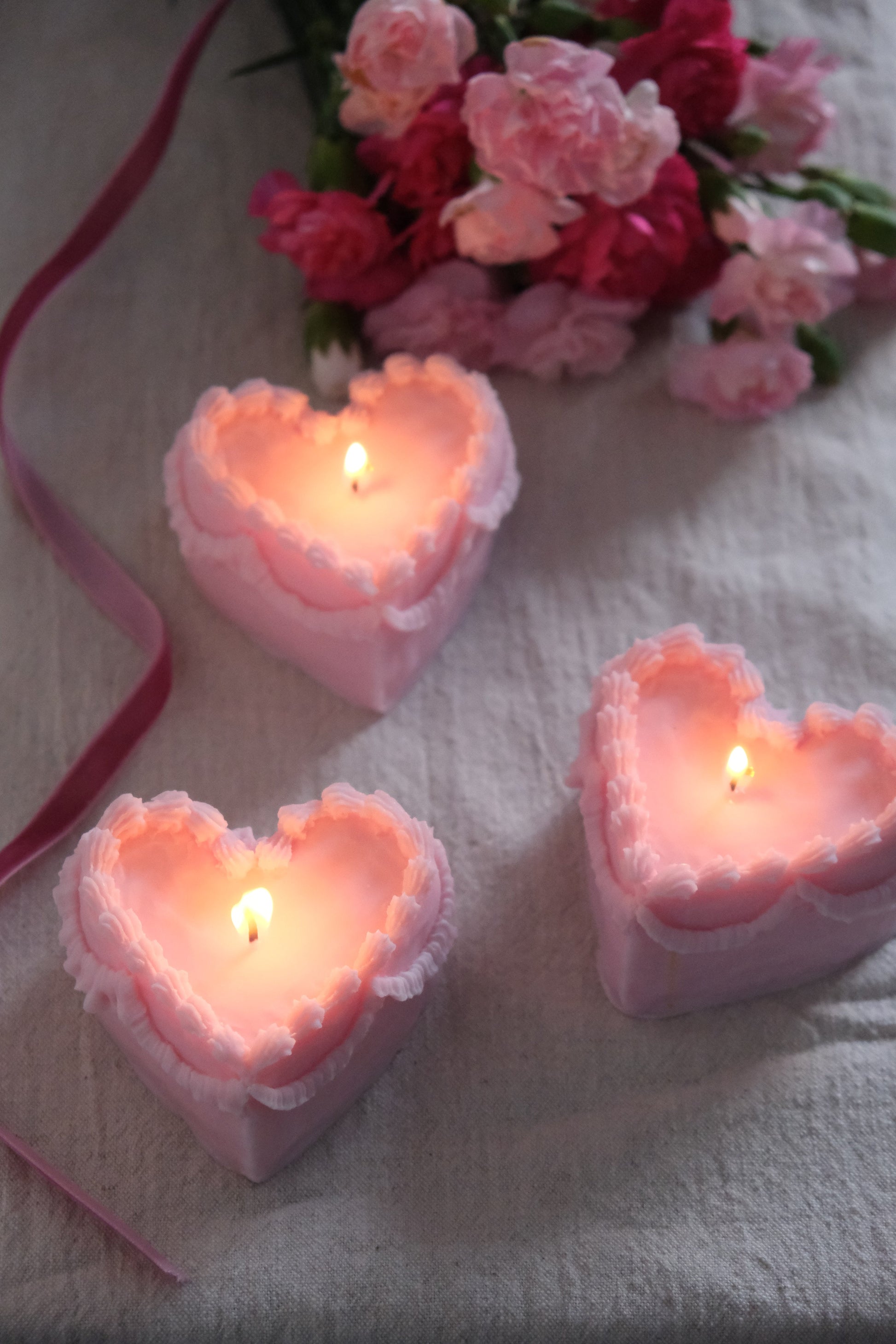 Heart Shaped Peony Soy Candle