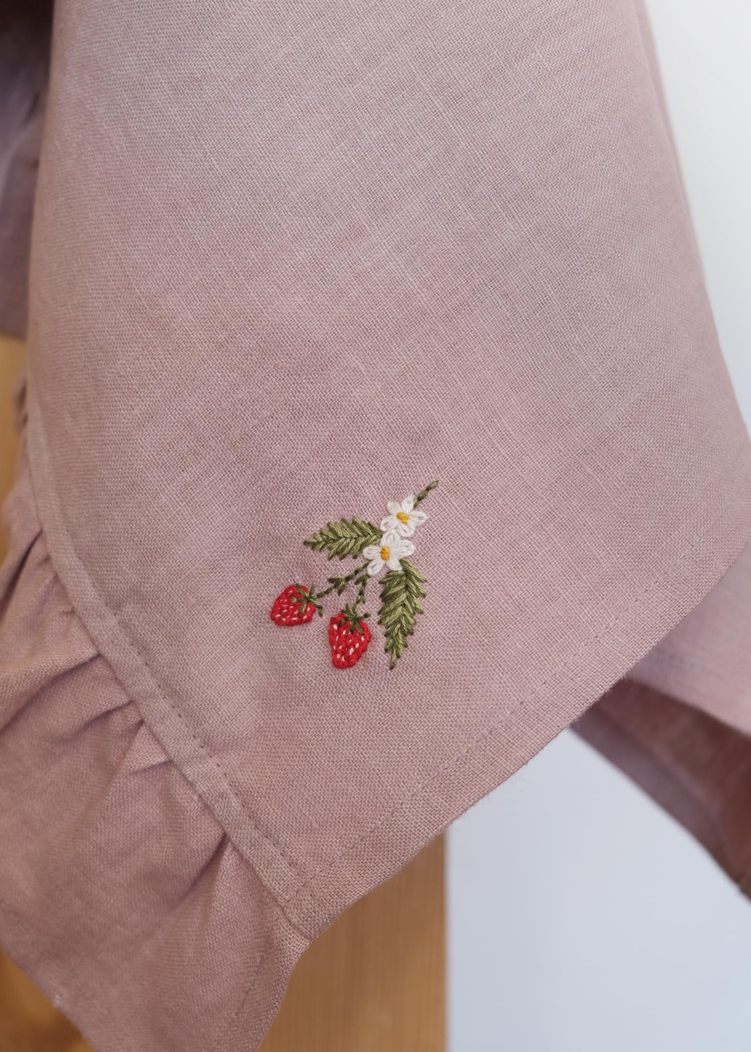 Strawberry Linen Ruffle Tea Towel