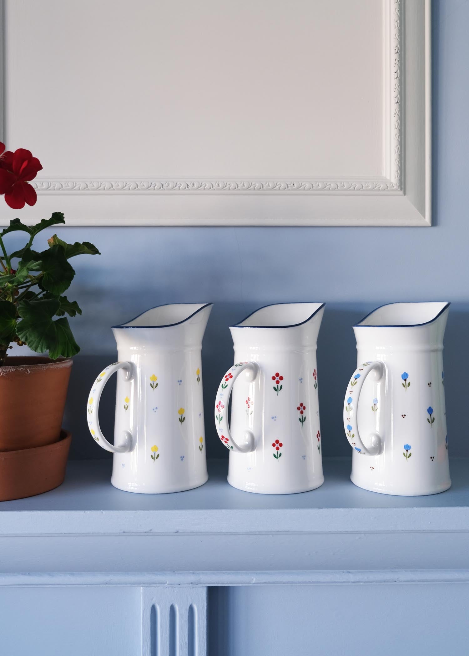 Blue Tulip Ceramic Jug