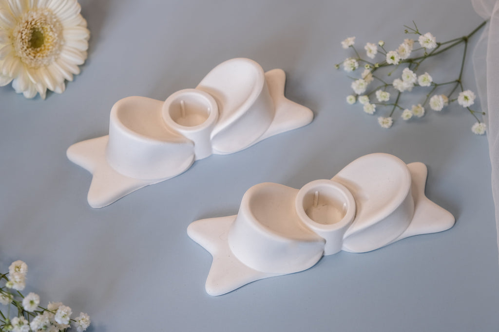 Handcrafted Bow Candle Holder in Eco Jesmonite