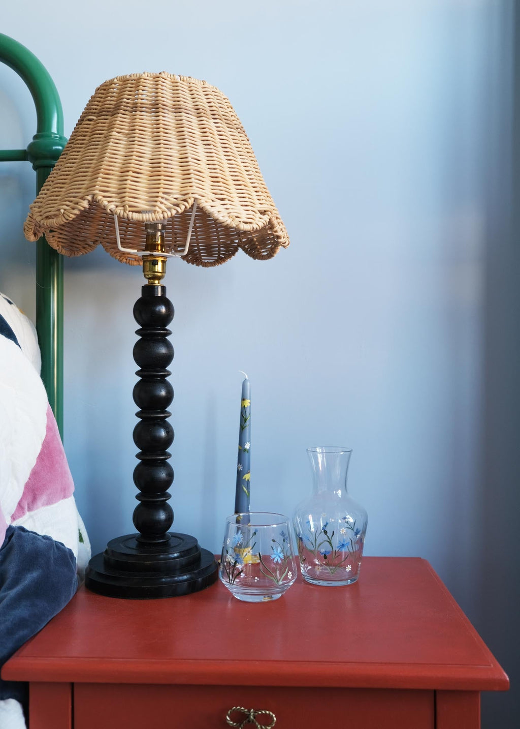 Cornflower and Daisy Carafe and Glass Set