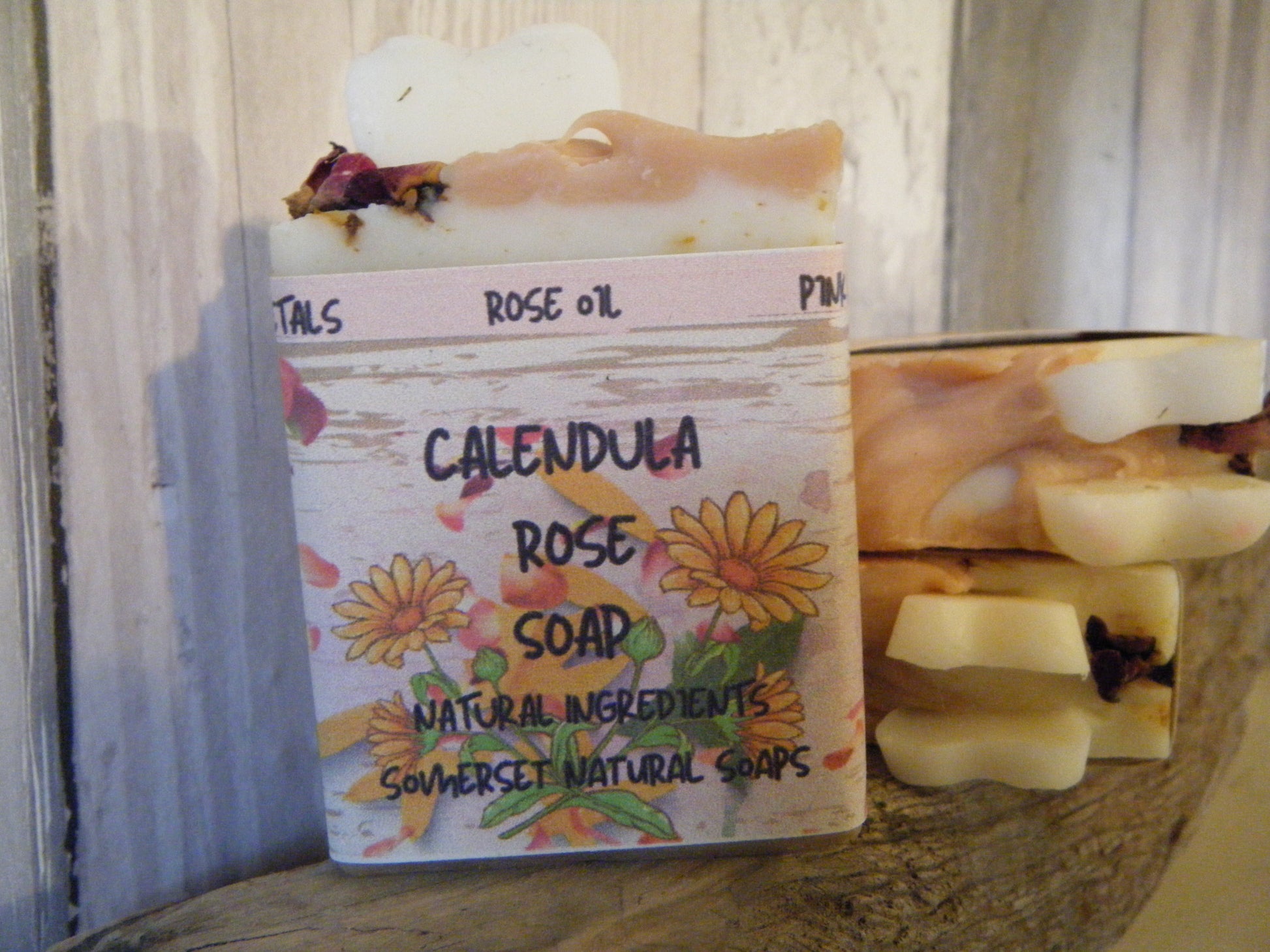 Calendula Rose Vegan Soap with Pink Clay