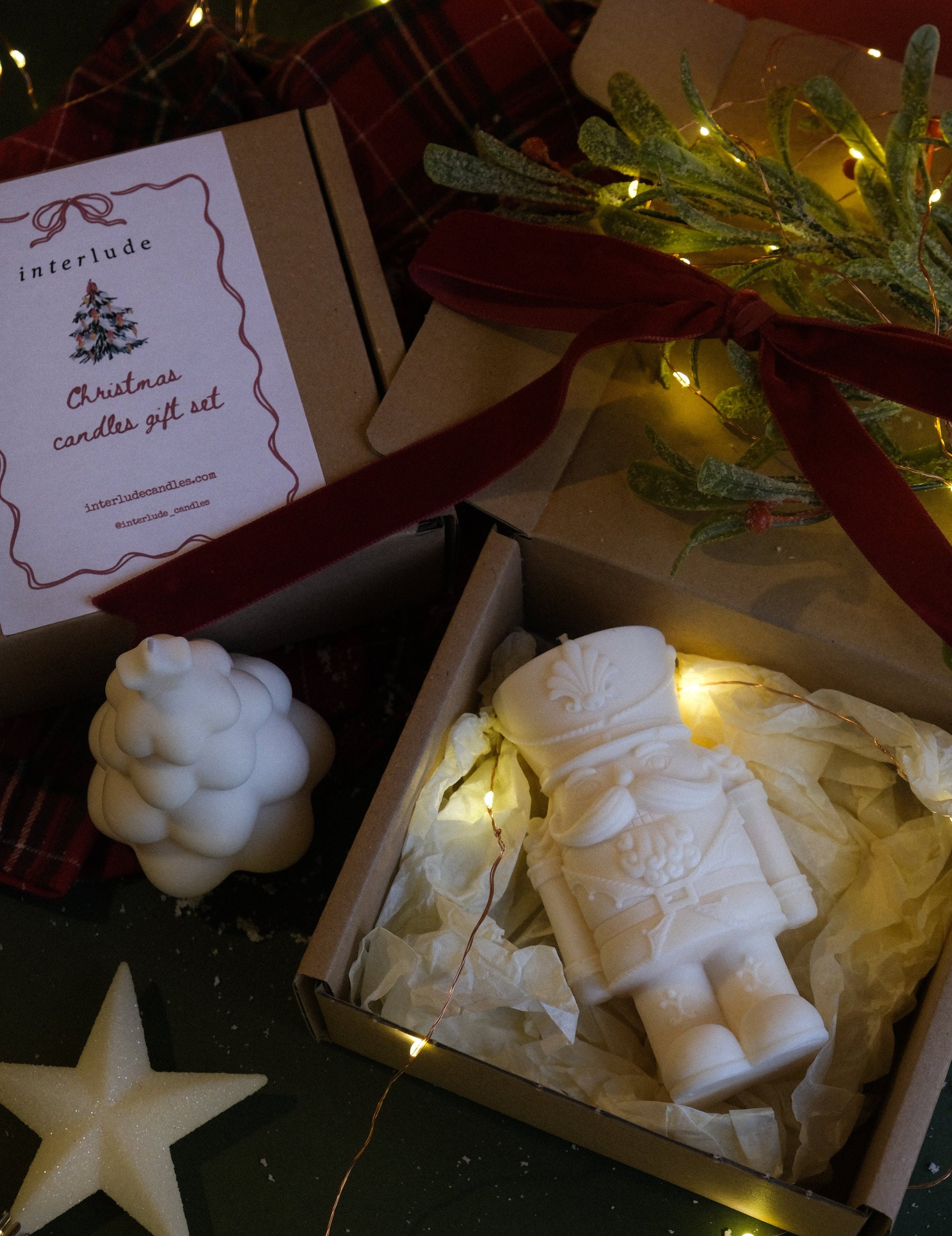 Festive Nutcracker and Christmas Tree Candle Gift Set