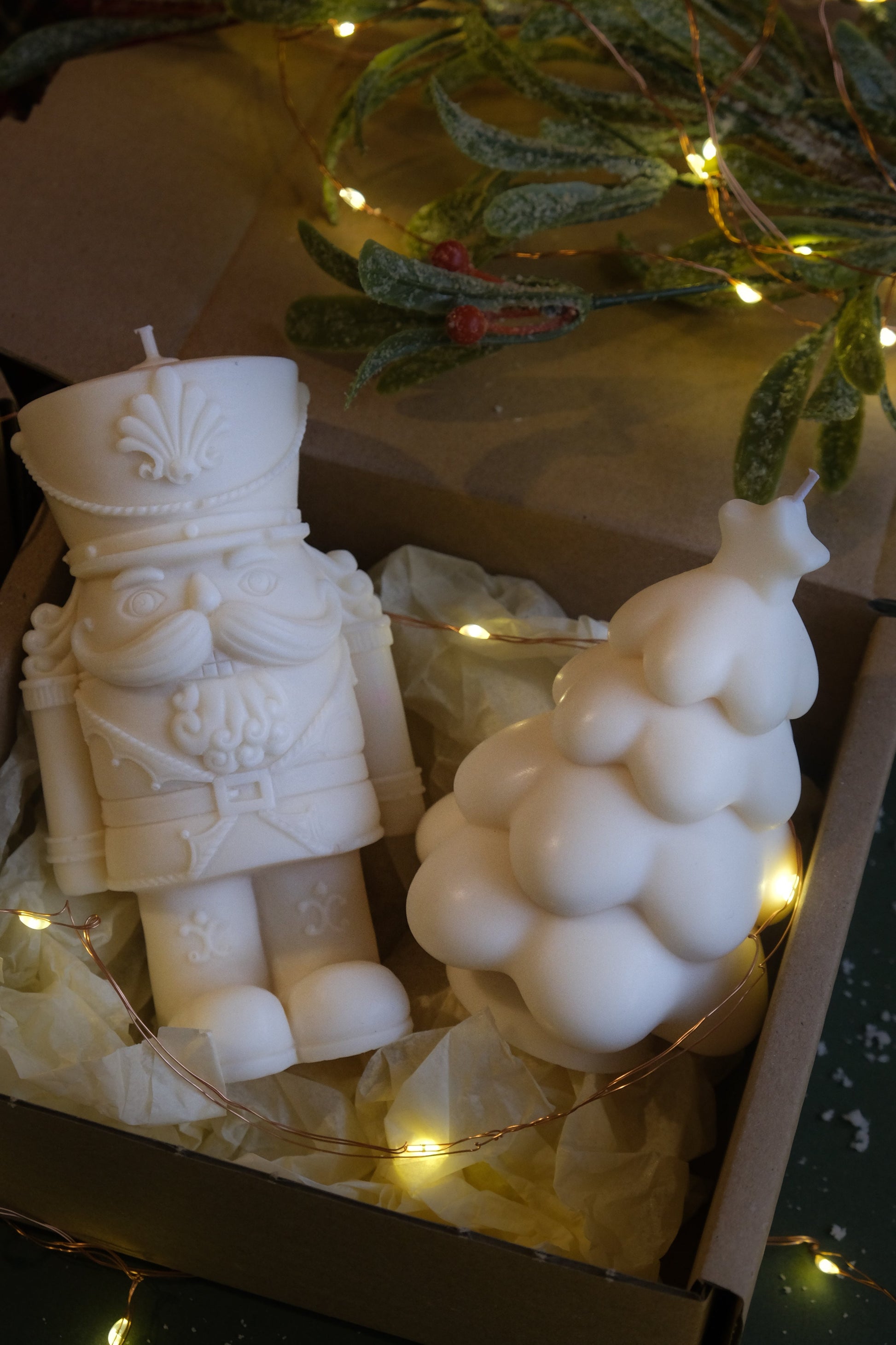 Festive Nutcracker and Christmas Tree Candle Gift Set