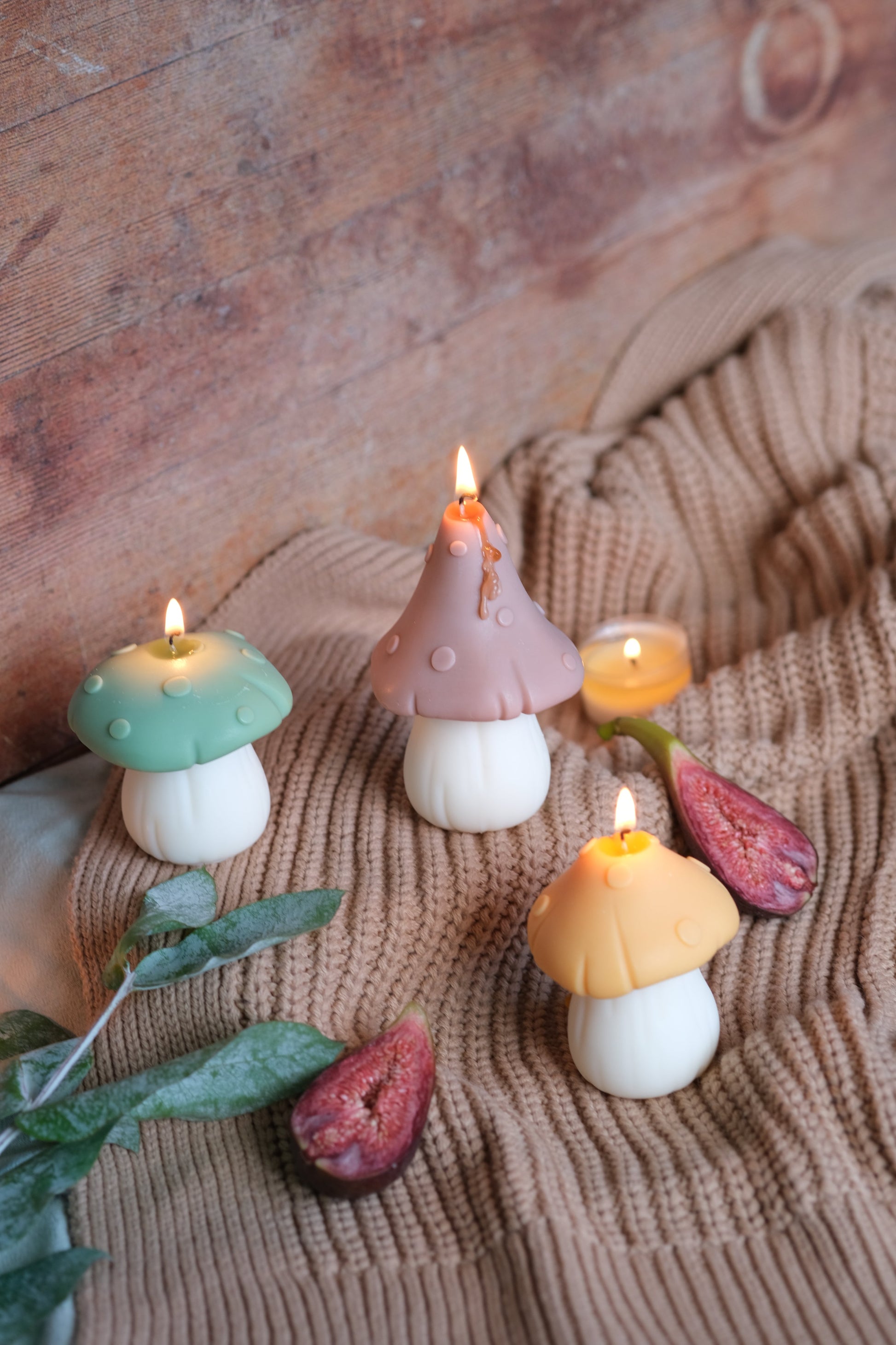 Handcrafted Mushroom Shaped Candles in Pastel
