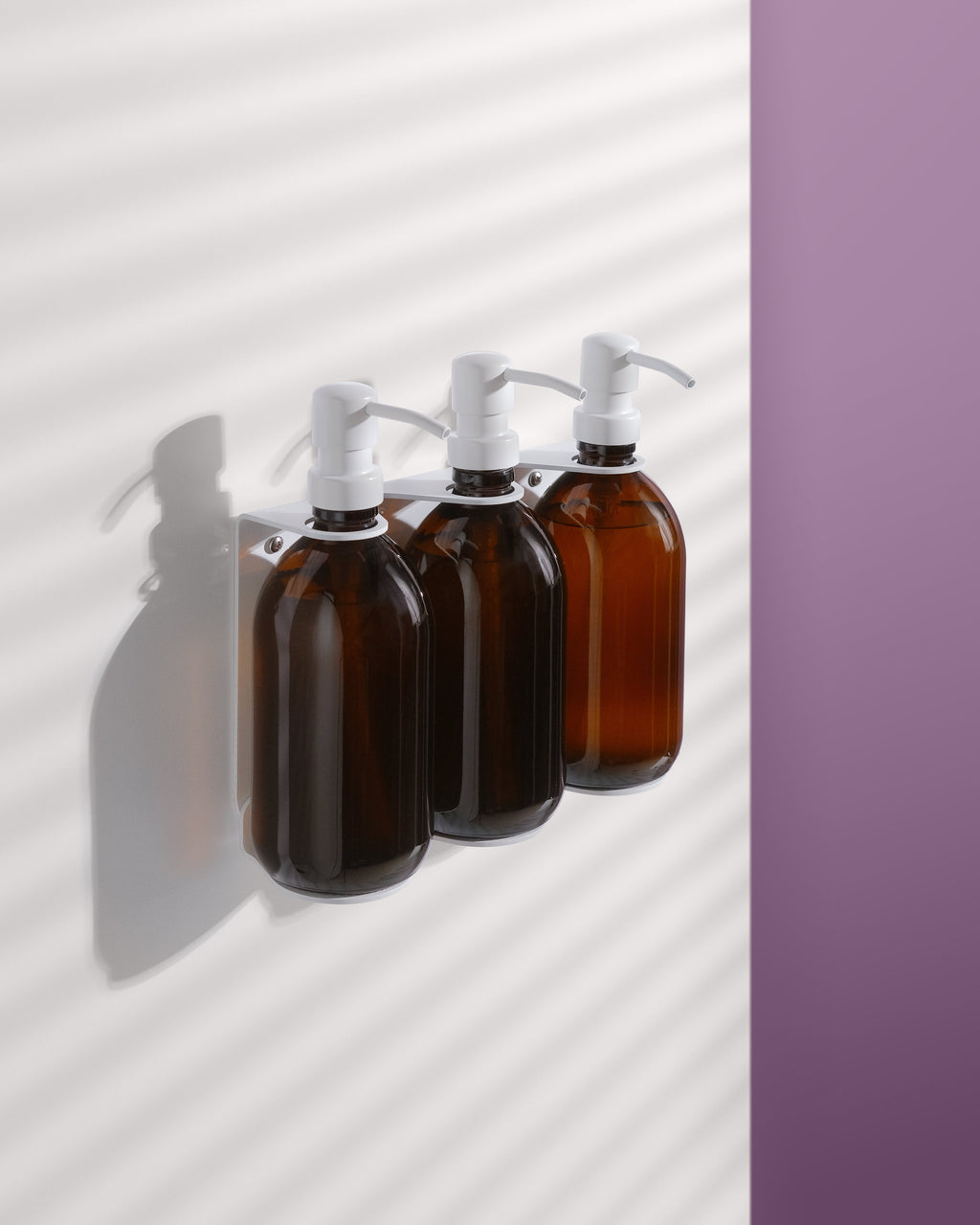 White Triple Bottle Holder Wall Mount