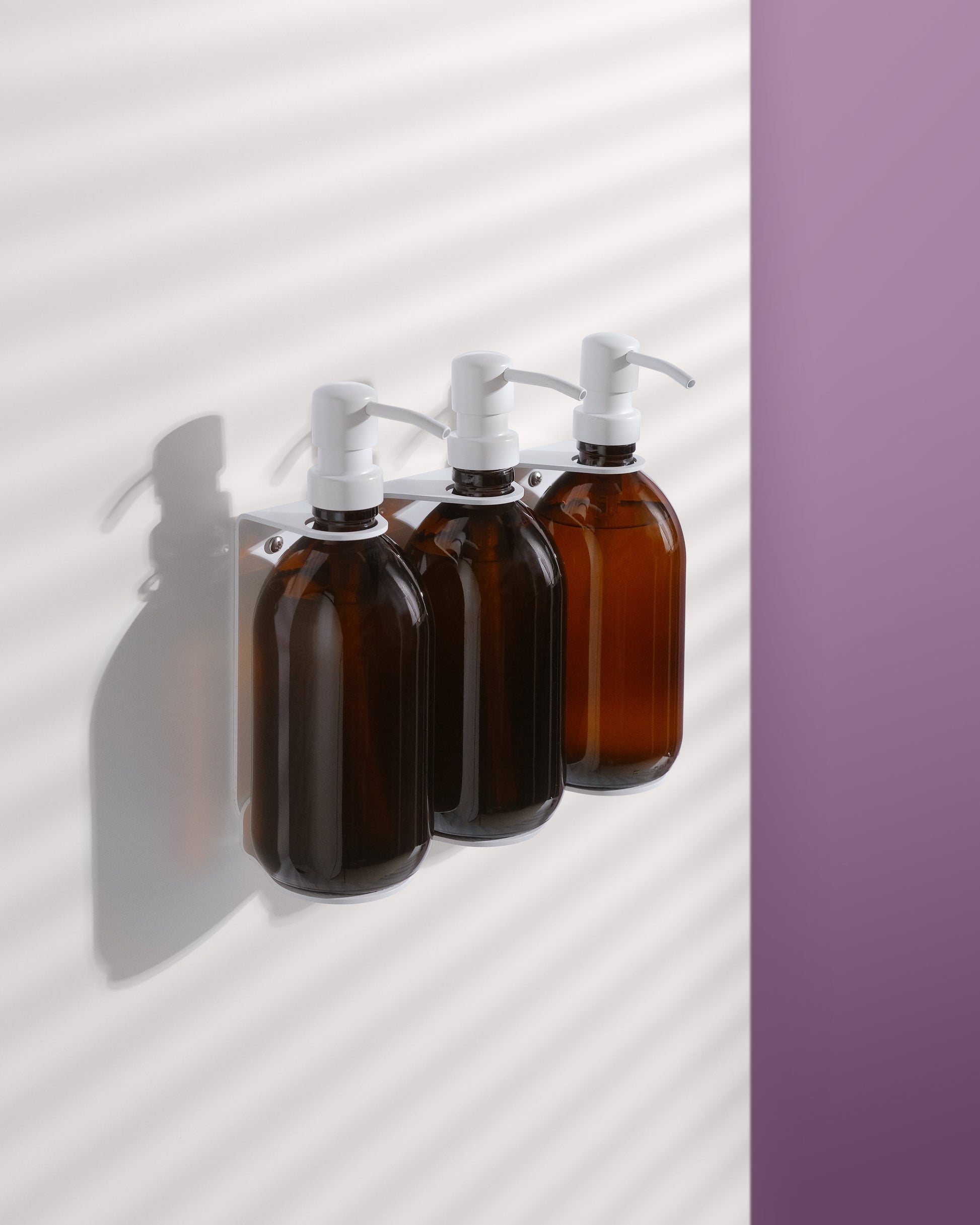 White Triple Bottle Holder Wall Mount