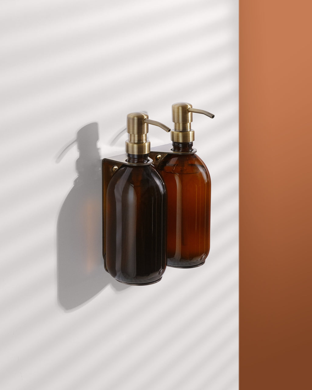 Gold Double Soap Bottle Holder Wall Mount