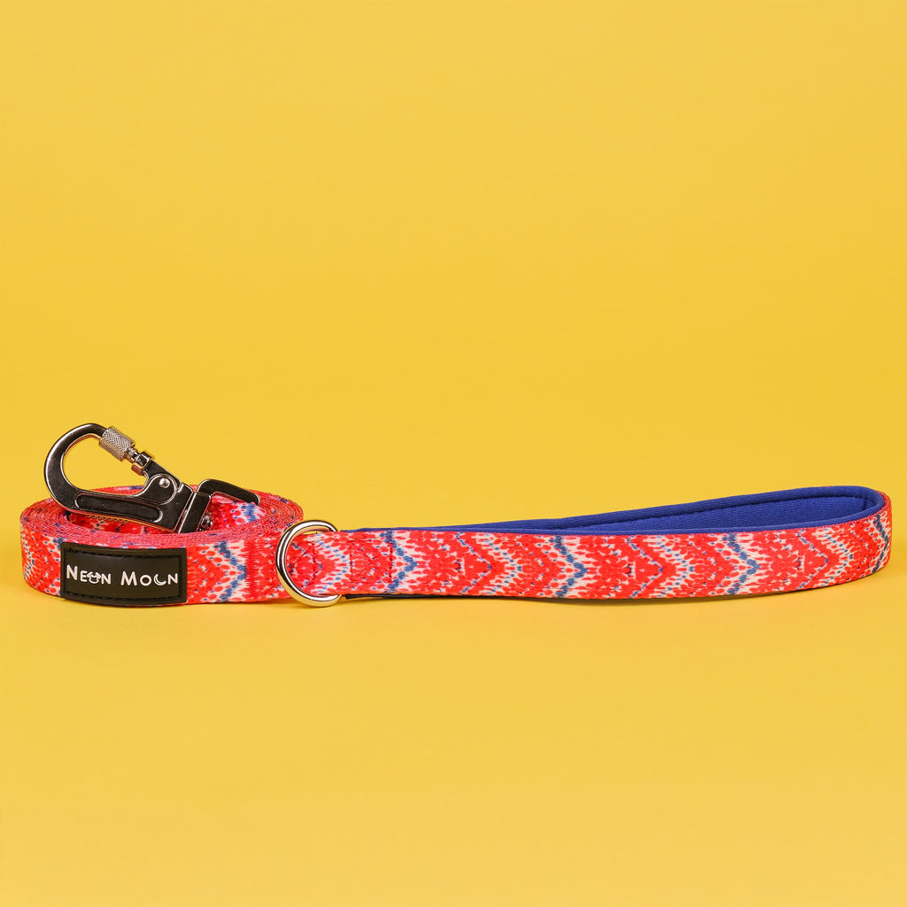 Red Chevron Dog Lead with Padded Handle