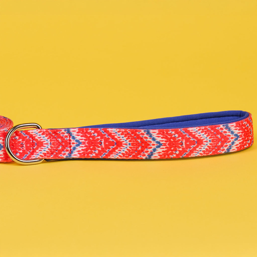 Red Chevron Dog Lead with Padded Handle