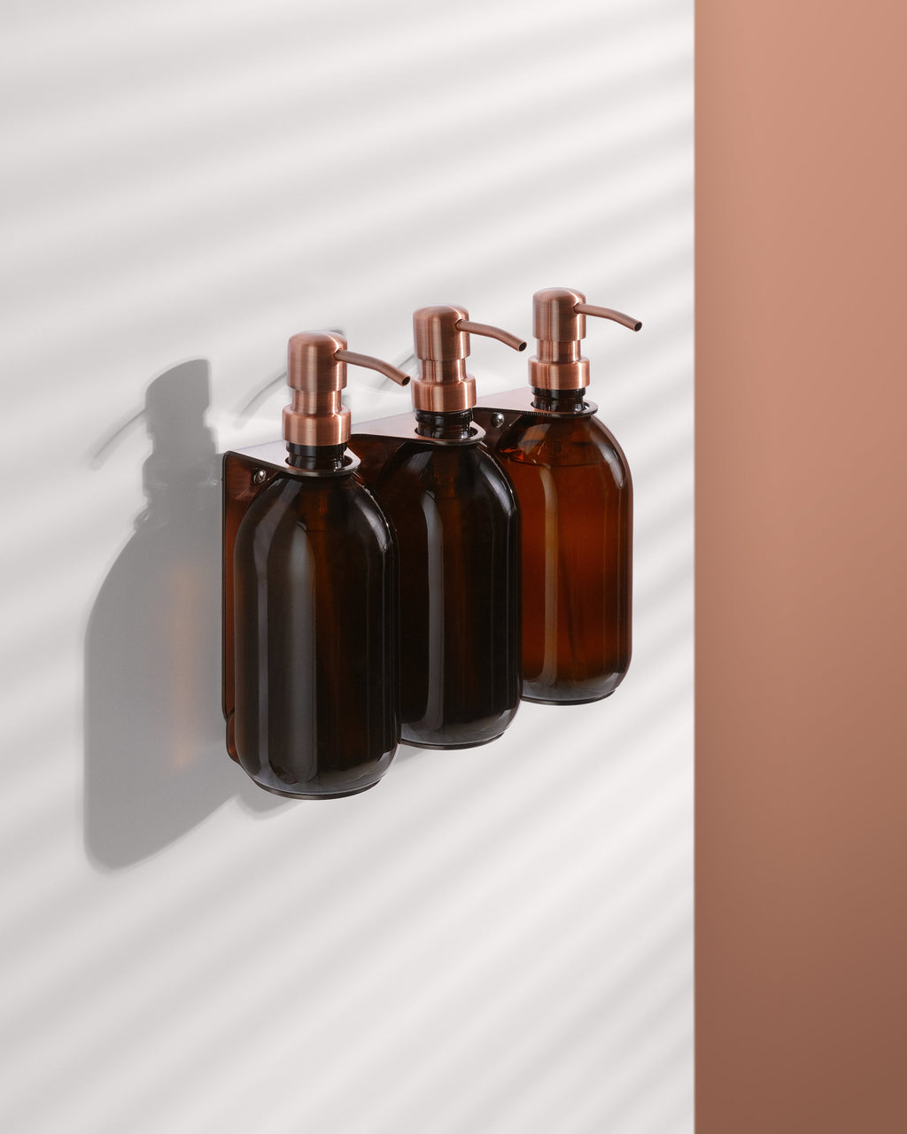 Copper Triple Bottle Holder for Bathroom Organization