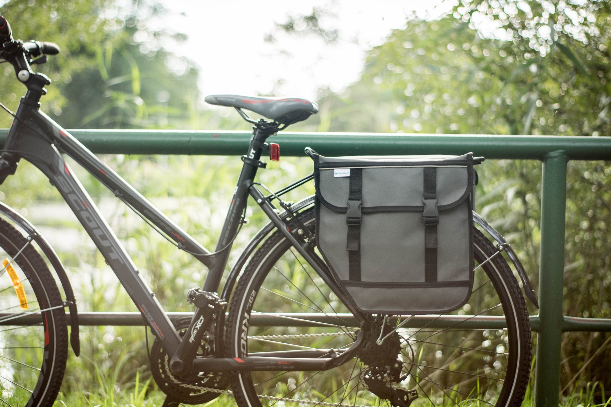 Grey Double Waterproof Bicycle Panniers for Rear Rack