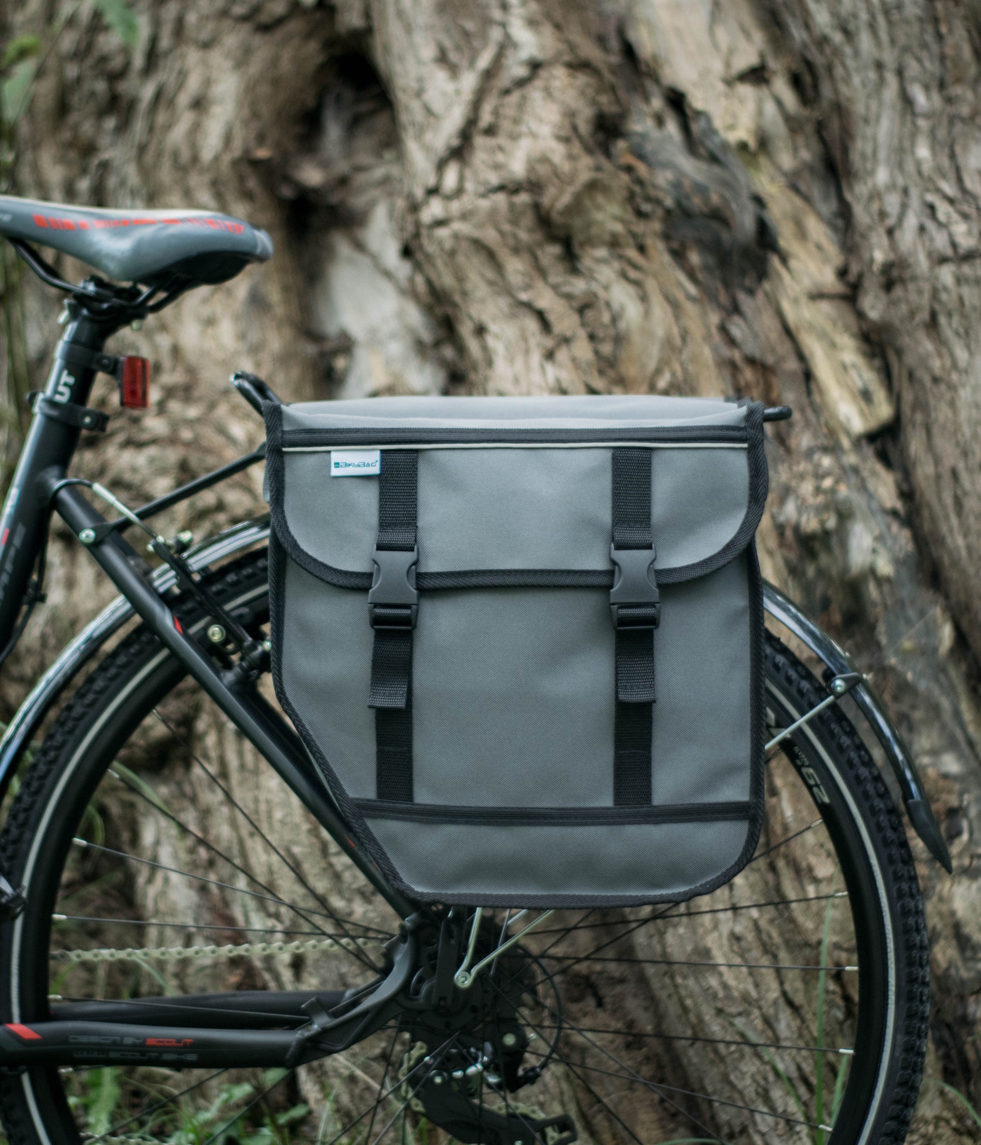 Grey Double Waterproof Bicycle Panniers for Rear Rack