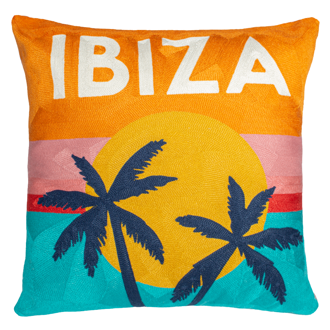 Ibiza Needlepoint Cushion in Vibrant Pink Velvet