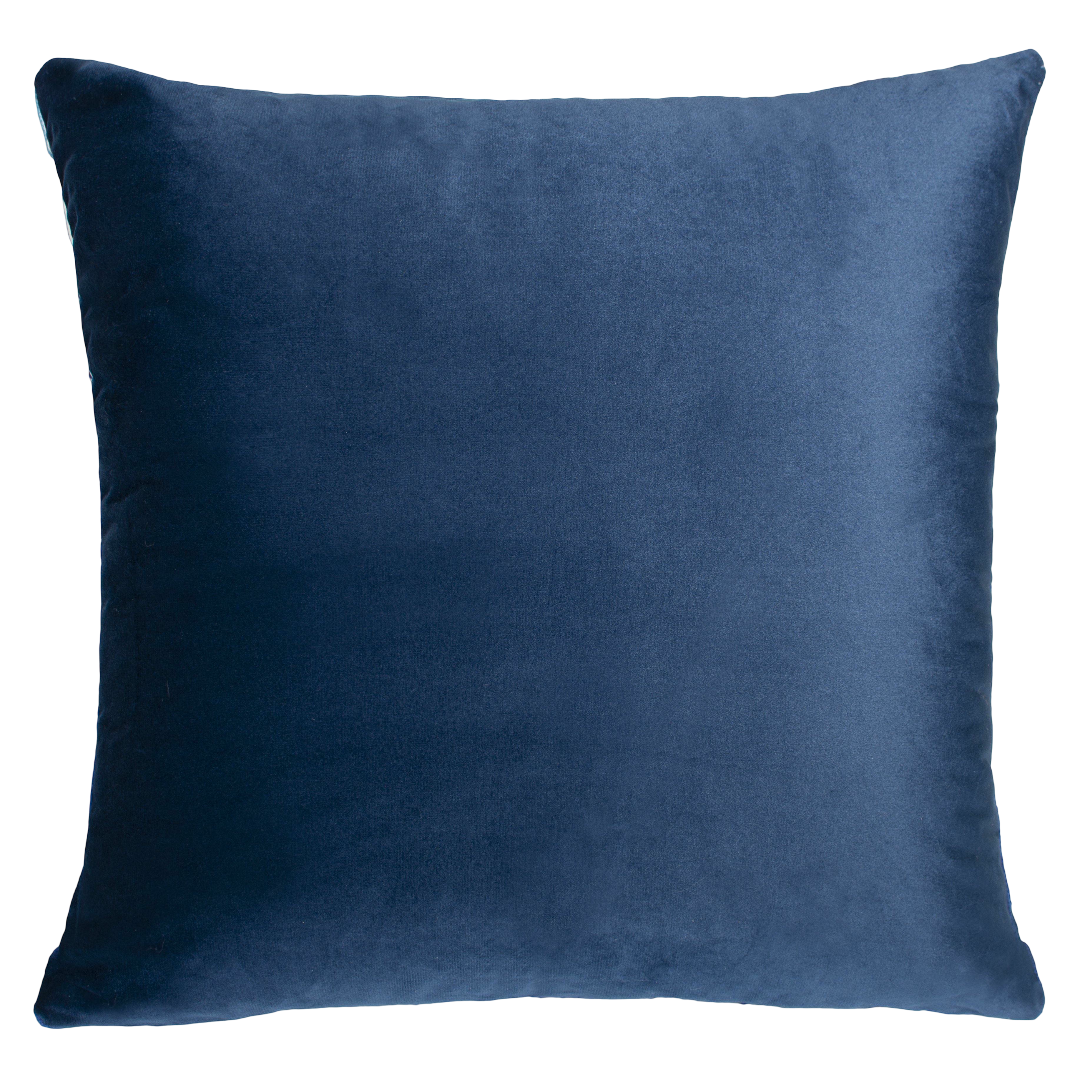 Mykonos Needlepoint Cushion in Navy Velvet