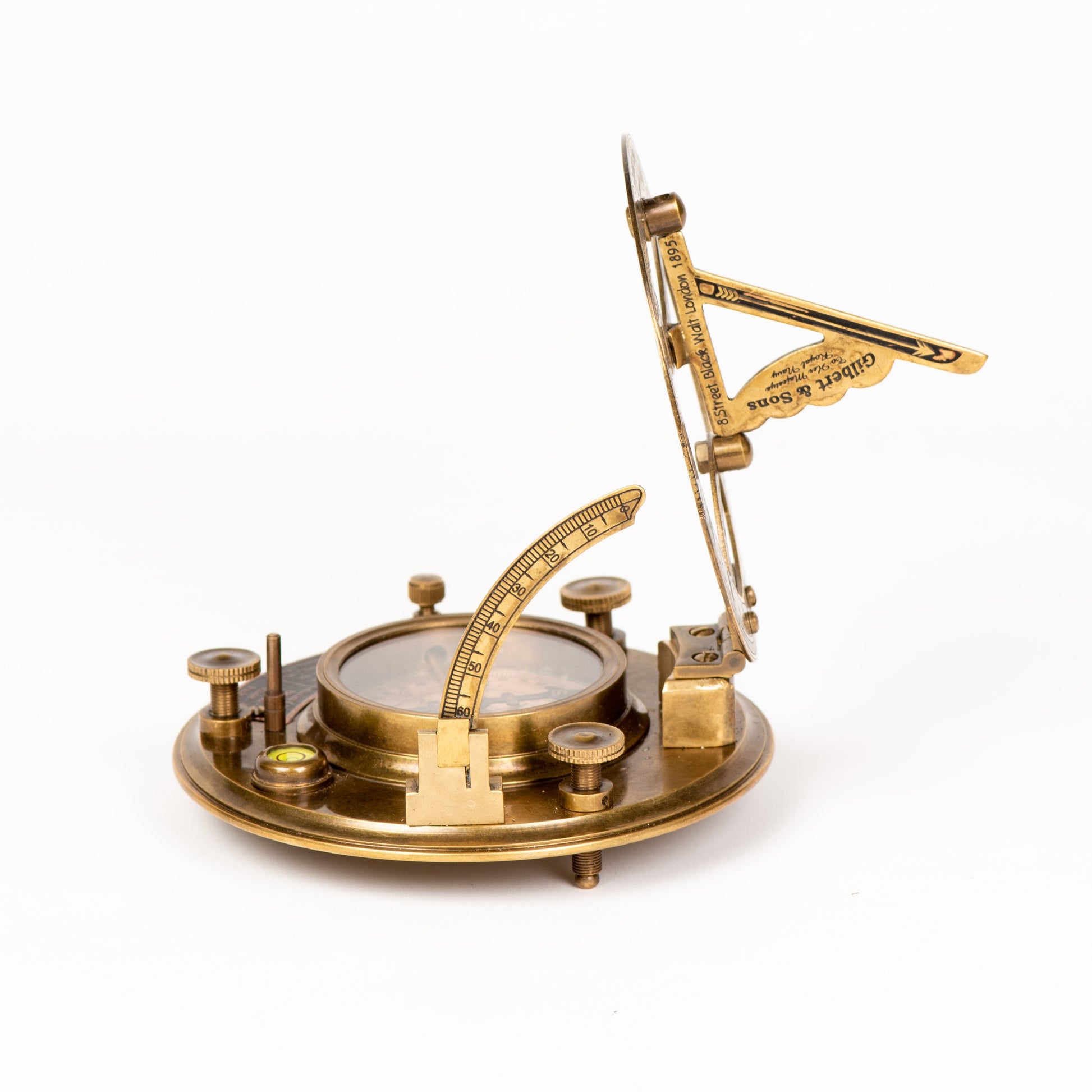 Brass Sundial Compass with Rosewood Box