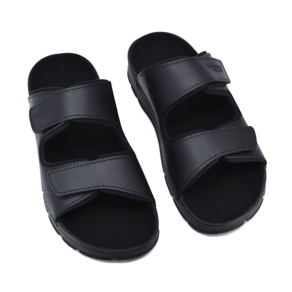 Lightweight Slip-On Leather Sandals with Adjustable Velcro - Versatile & Durable by Omaking at www.brixbailey.com