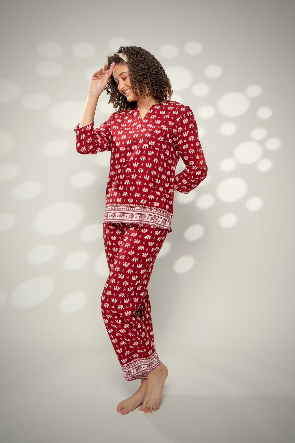 Elephant Print Pyjamas Indo Western Set