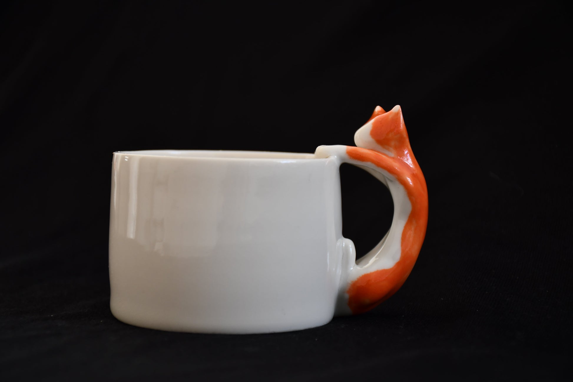 Orange Cat Cup with Resting Feline Handle