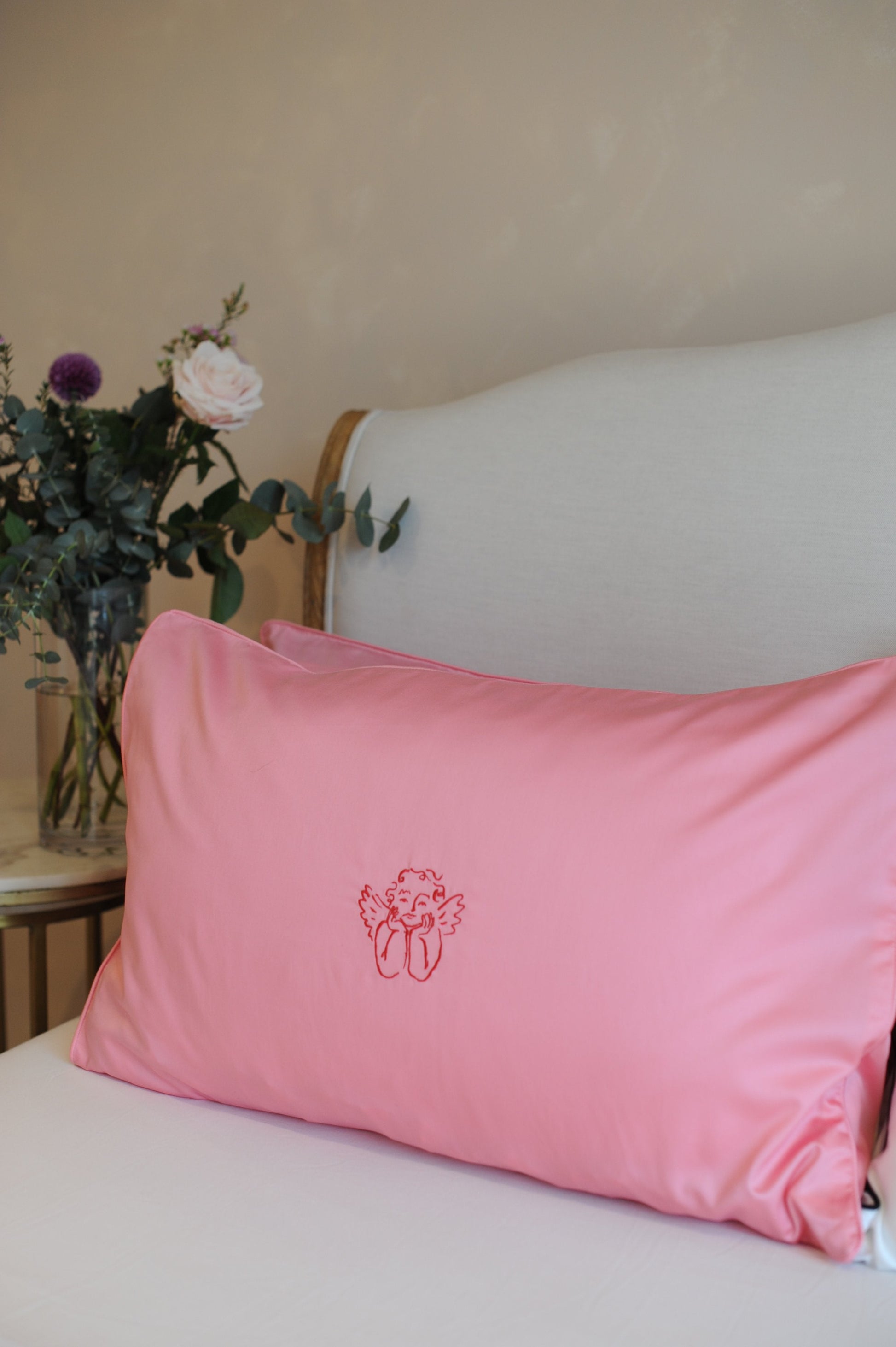 Cherub Pillowcase Pair in Hot Pink