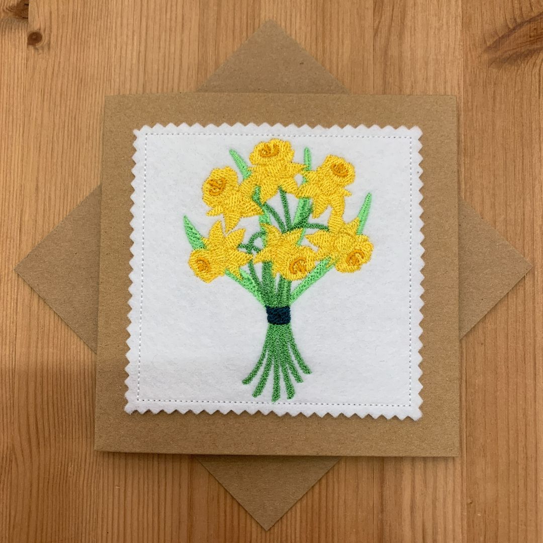 Daffodil Bouquet Embroidered Card