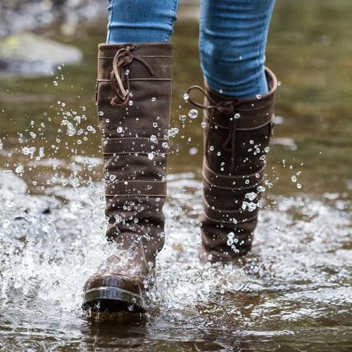 Waterproof Country Boots in Brown, Standard or Wide Calf