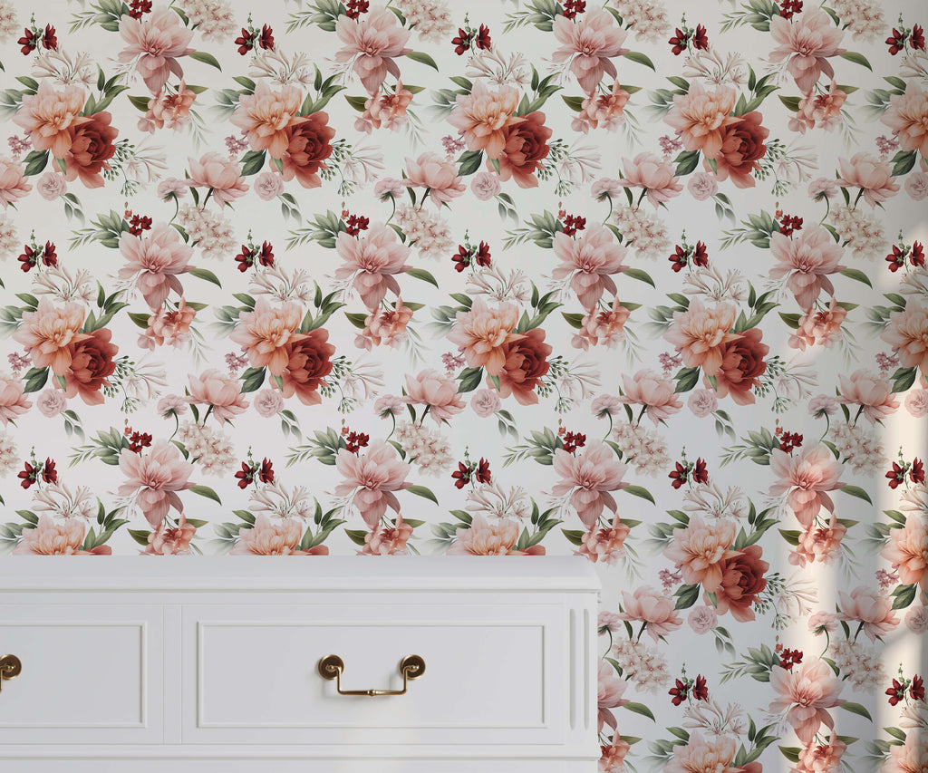 Large Pink Peony Floral Wallpaper