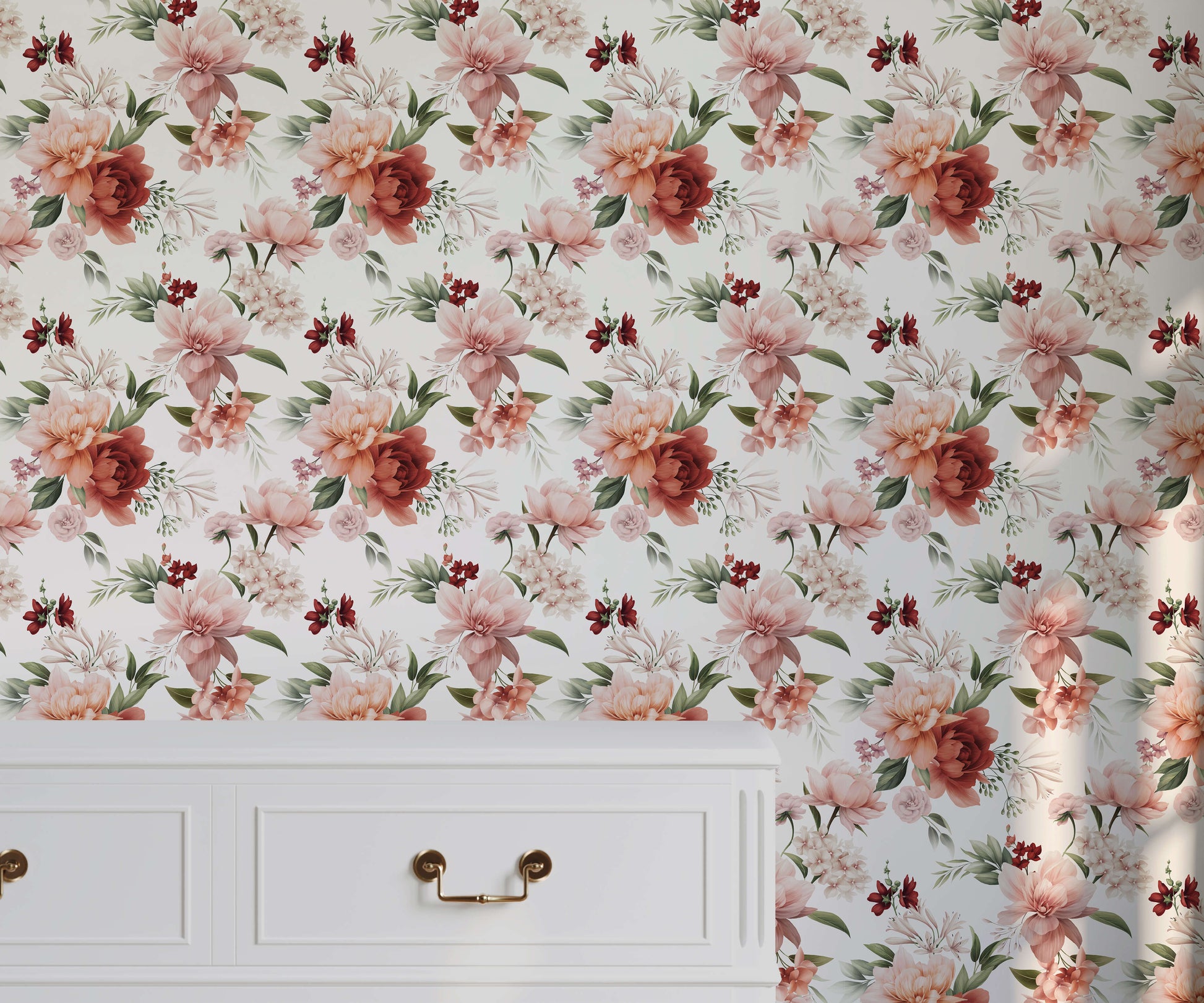 Large Pink Peony Floral Wallpaper