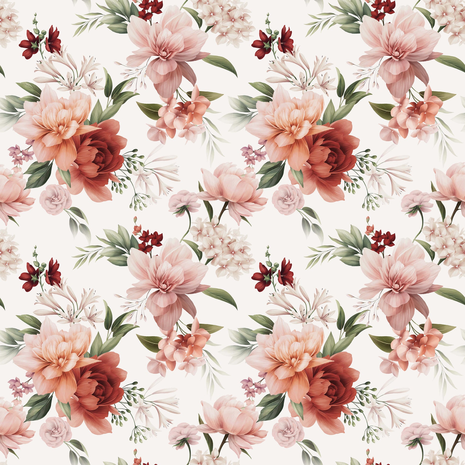 Large Pink Peony Floral Wallpaper