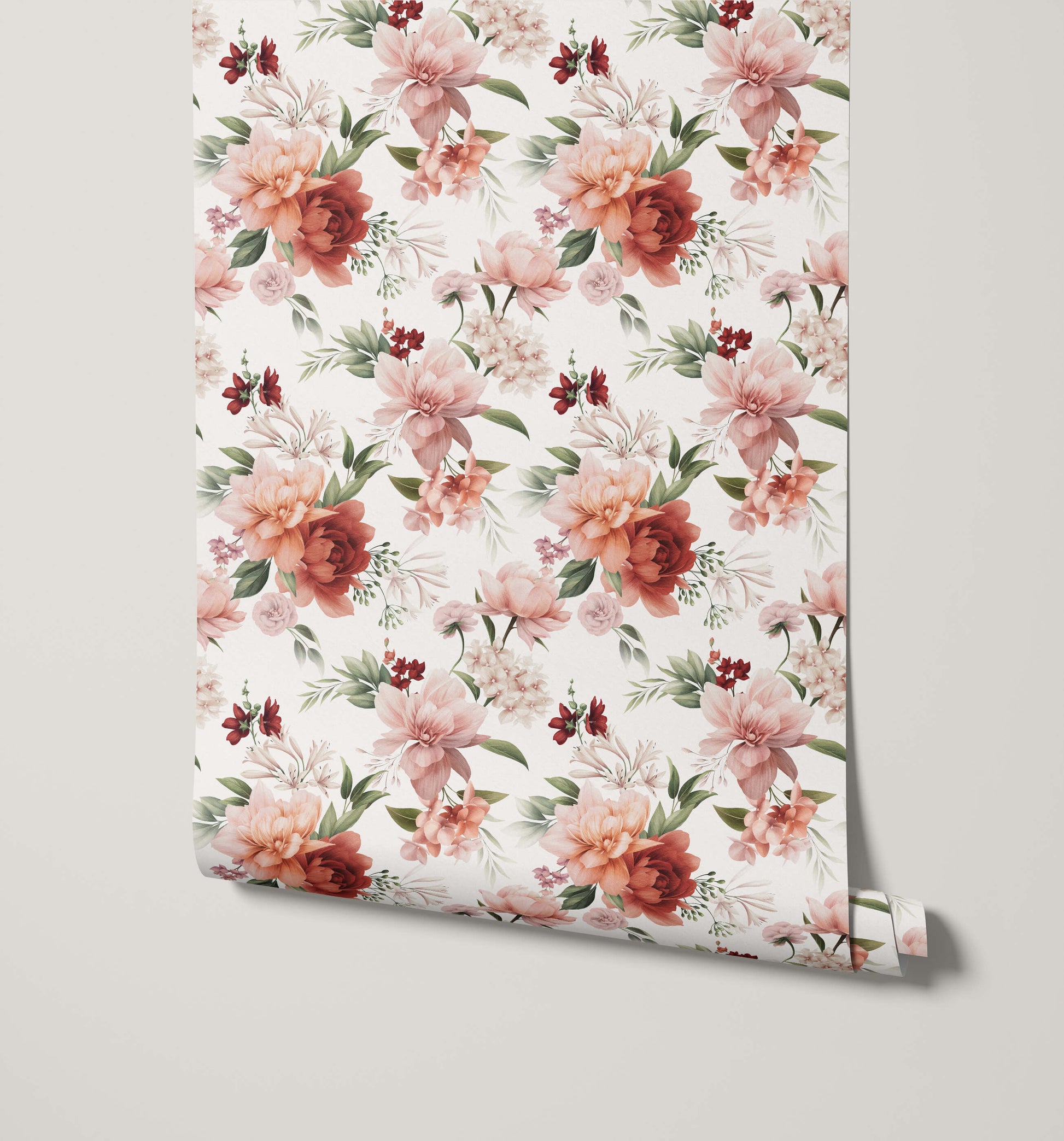 Large Pink Peony Floral Wallpaper