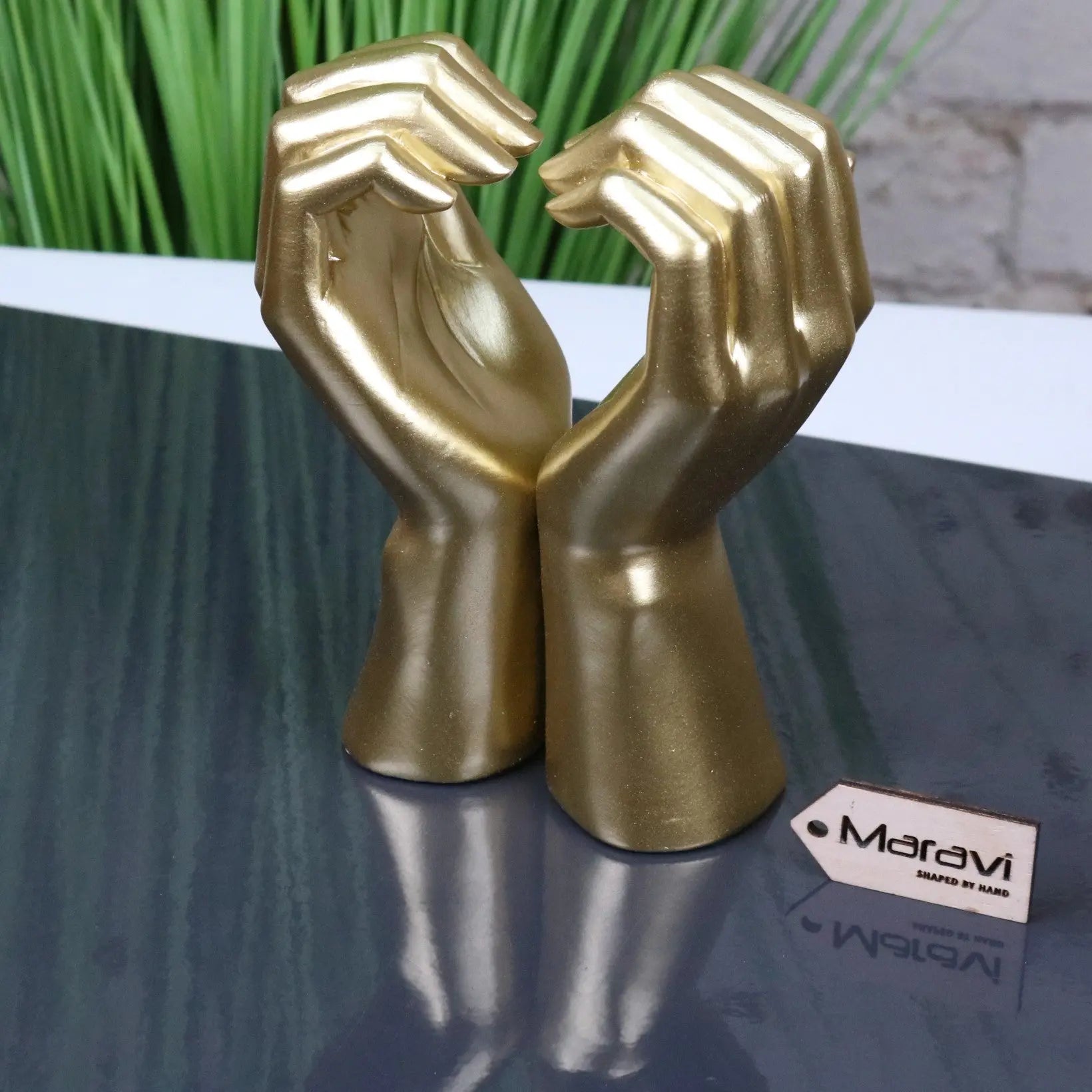 Love Heart Hands Ornament Gold