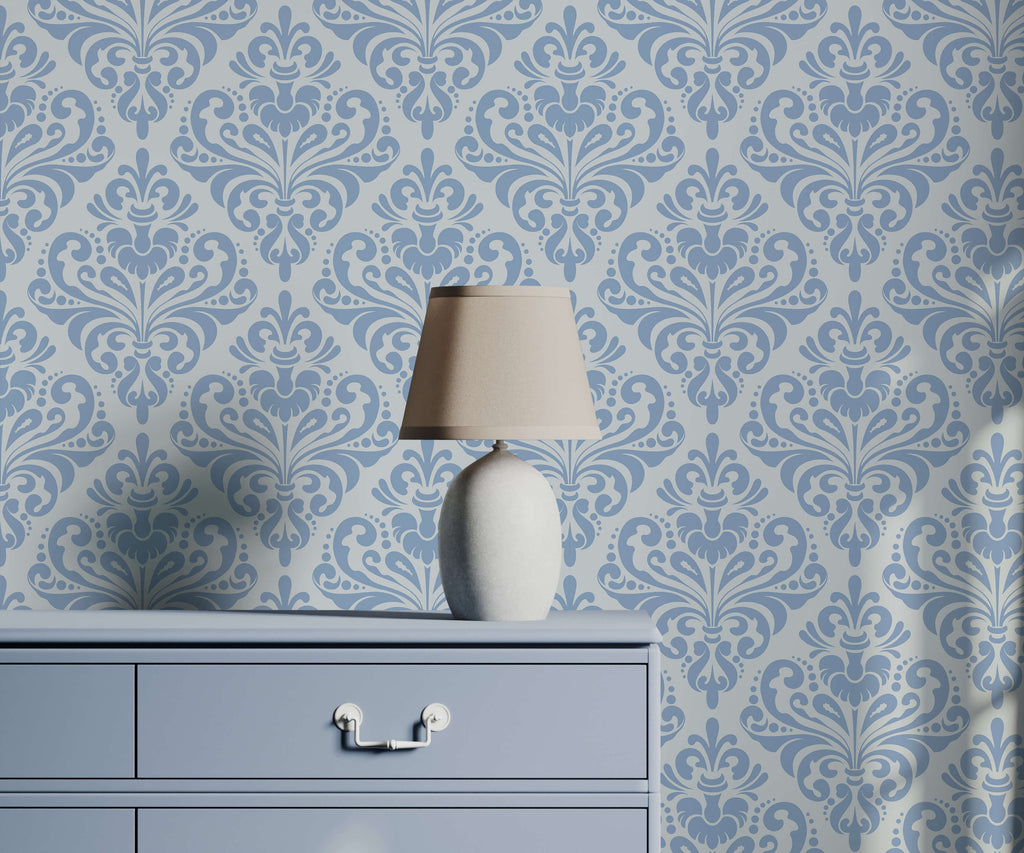 Demi Damask Wallpaper in Monochromatic