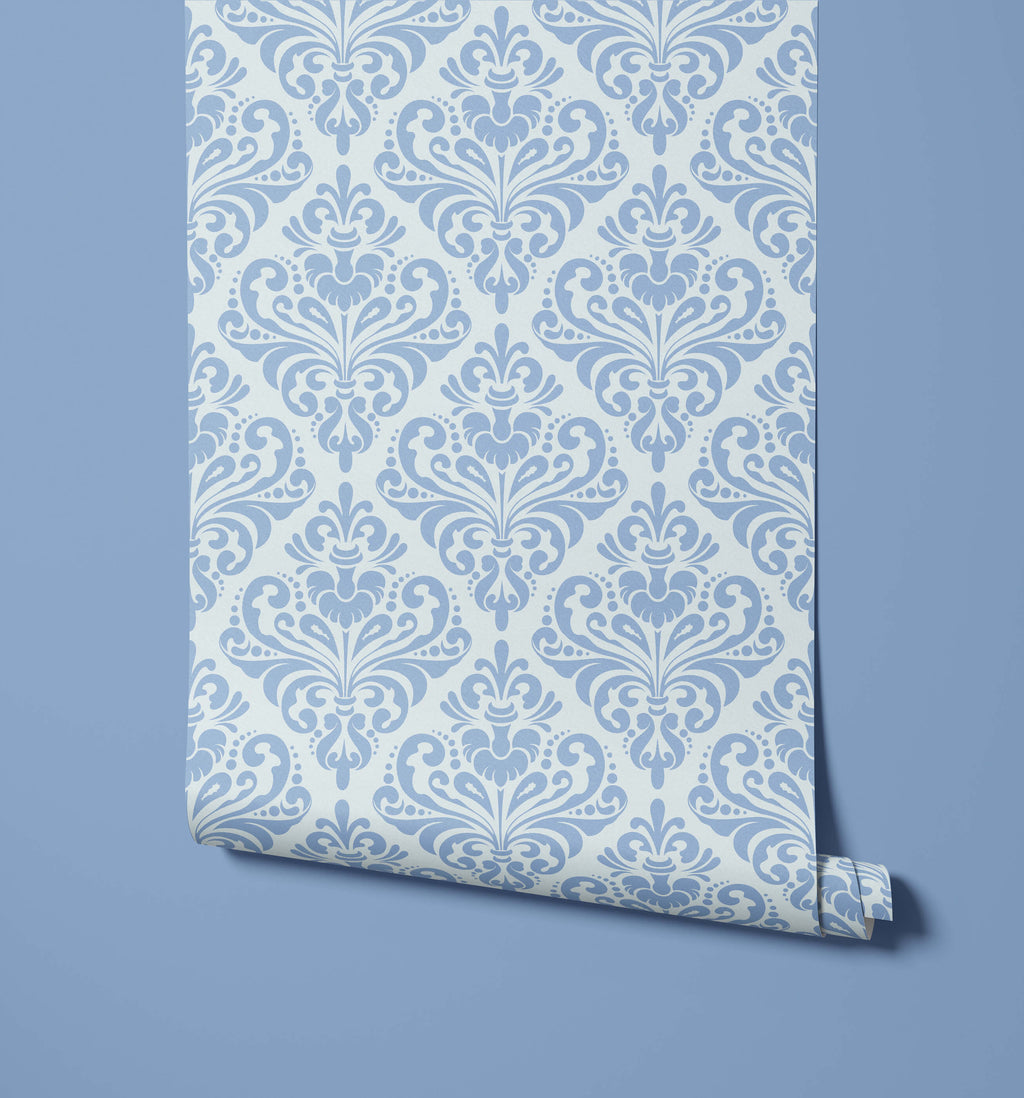 Demi Damask Wallpaper in Monochromatic