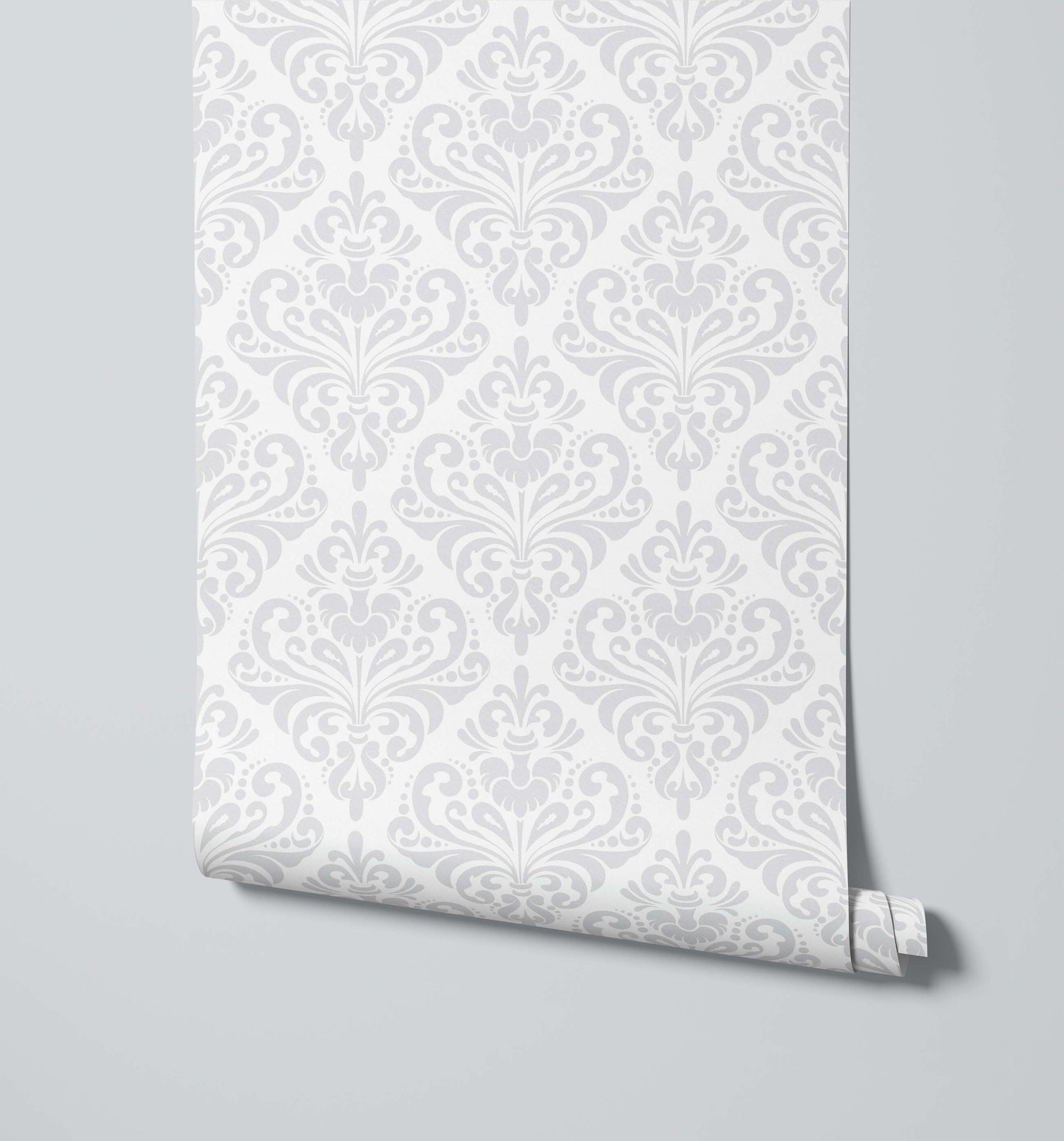 Demi Damask Wallpaper in Monochromatic