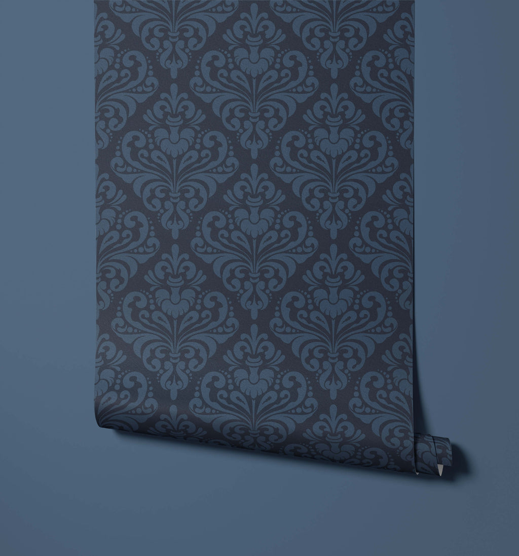 Demi Damask Wallpaper in Monochromatic