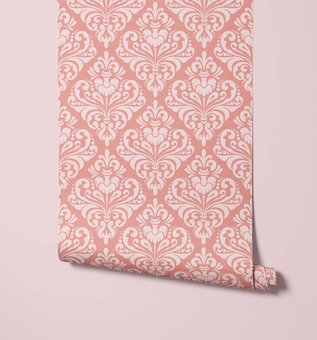 Demi Damask Wallpaper in Monochromatic