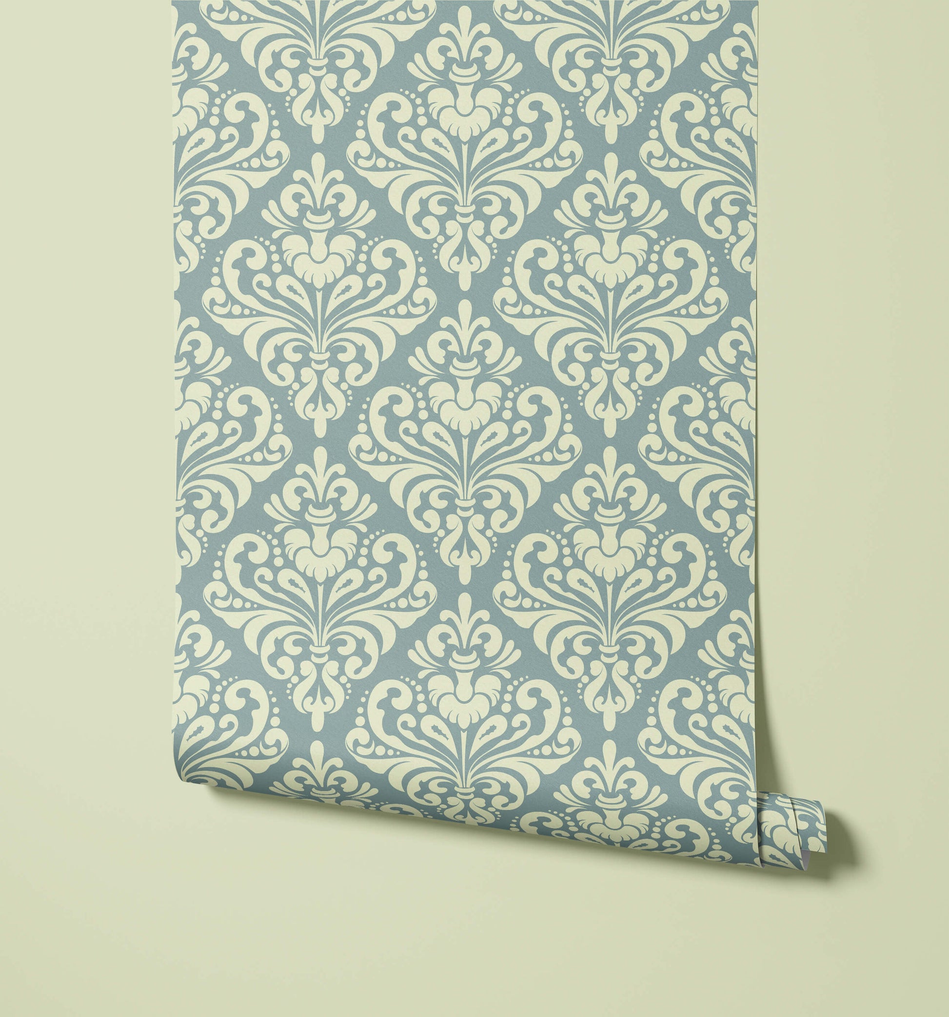 Demi Damask Wallpaper in Monochromatic