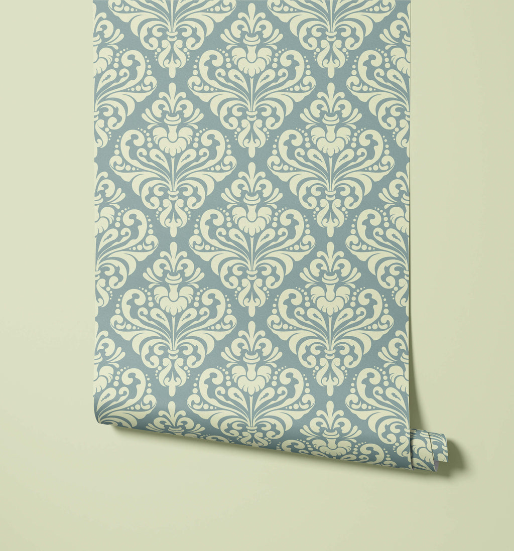 Demi Damask Wallpaper in Monochromatic