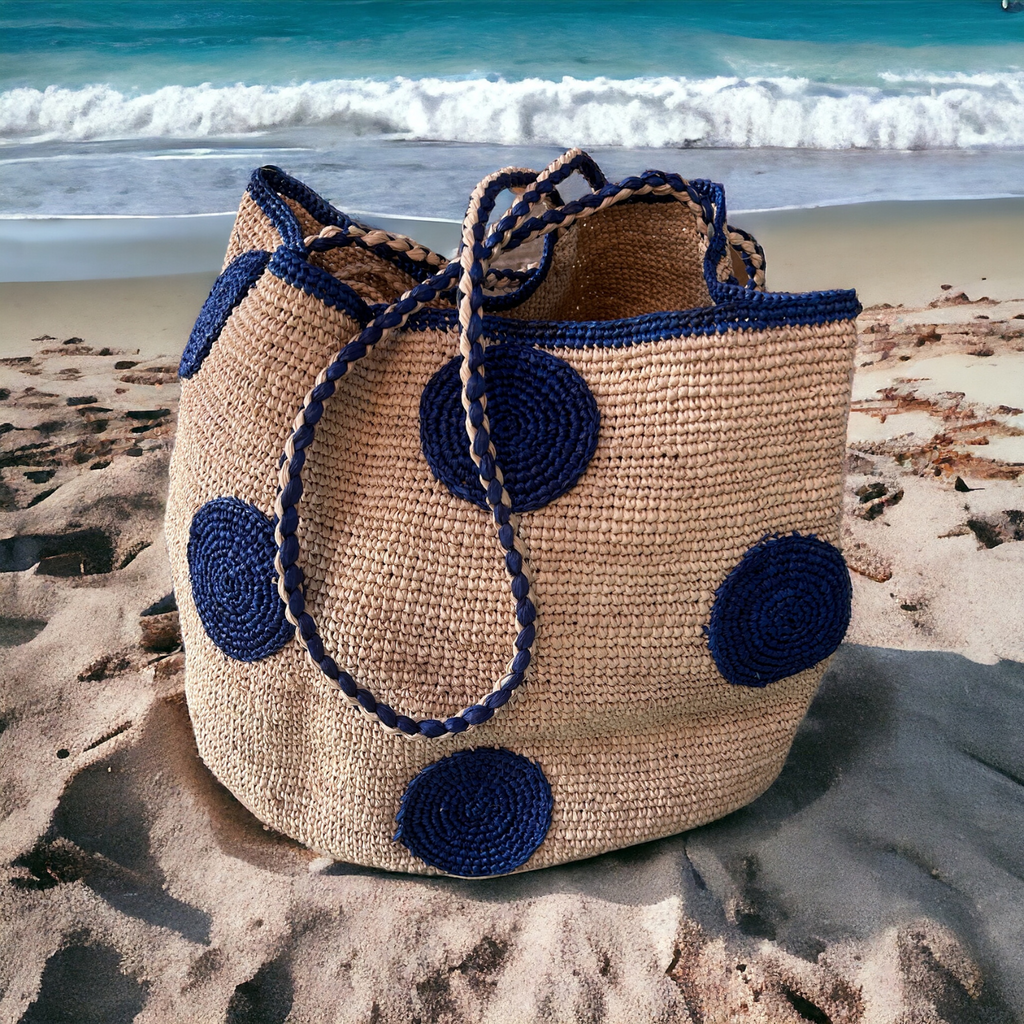 Handmade Raffia XL Bucket Tote Bag