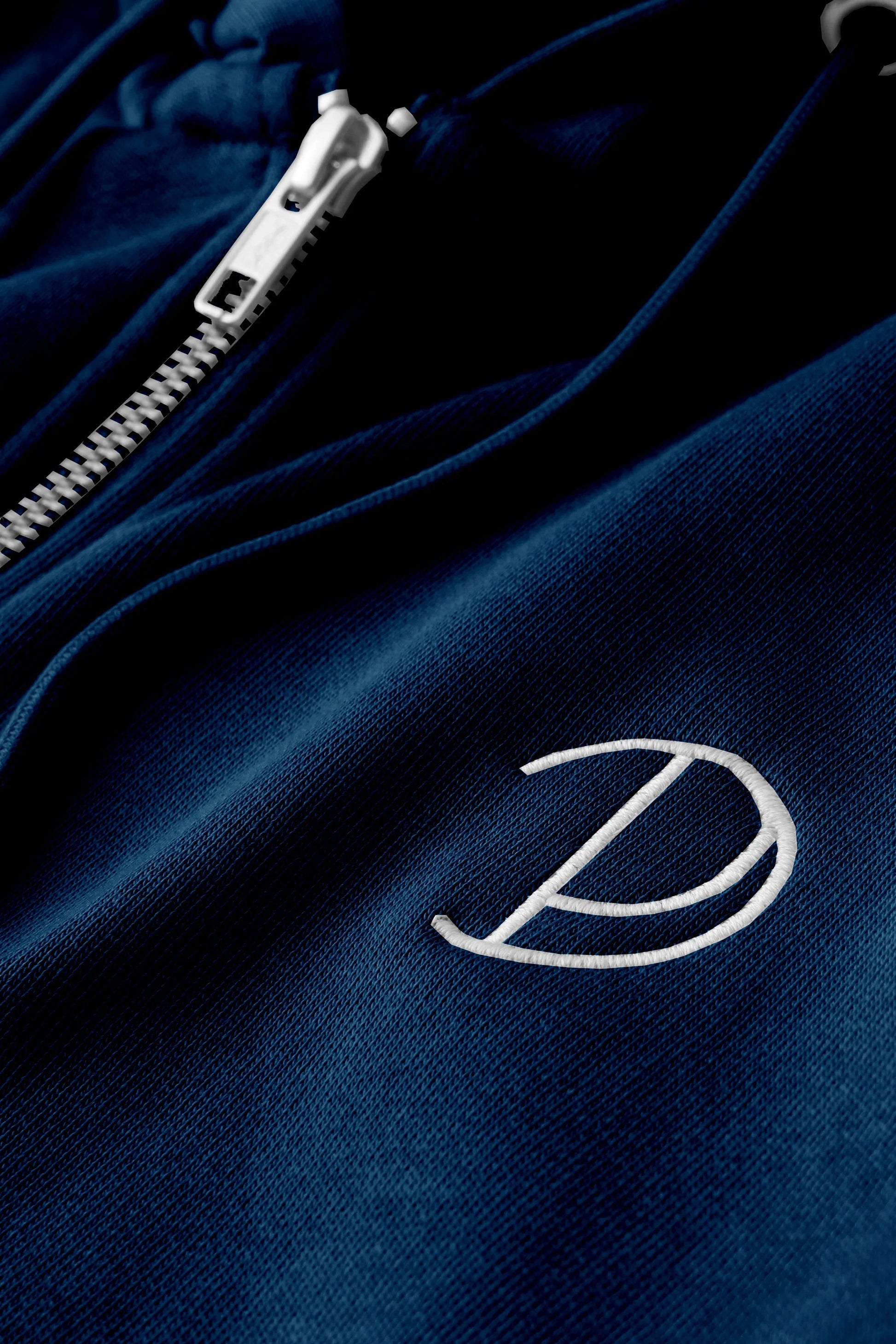 Embroidered Navy Zip Up Hoodie