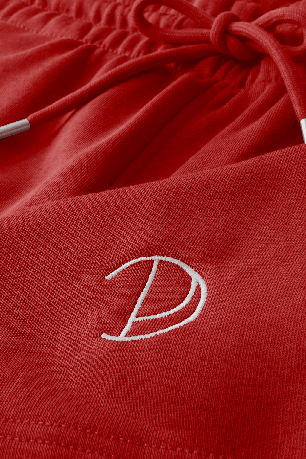 Embroidered P Shorts in Red