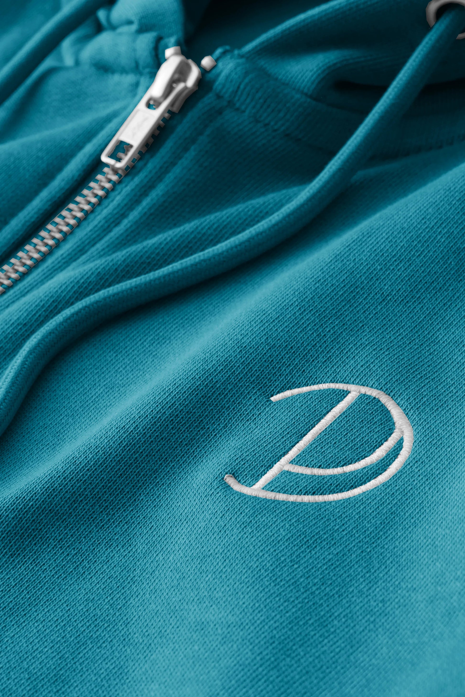 Embroidered P Zip Up Hoodie in Stargazer